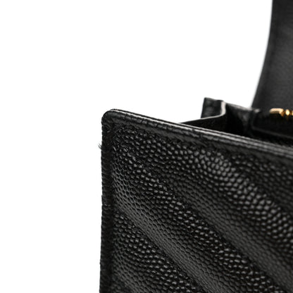 Saint Laurent Grain De Poudre Matelasse Chevron Monogram Chain Wallet Black 13 of 13