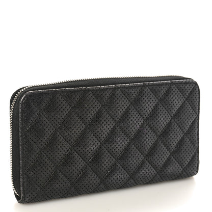 Chanel Perforated Lambskin Quilted Zip Around Wallet Black 3 of 9