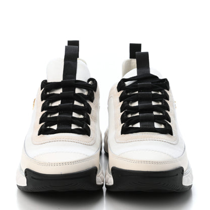 Chanel Velvet Calfskin Mixed Fibers CC Sneakers 38 Ivory Black 2 of 4