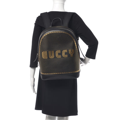 Gucci X SEGA Calfskin GUCCY Stars Dome Backpack Black Gold 2 of 10