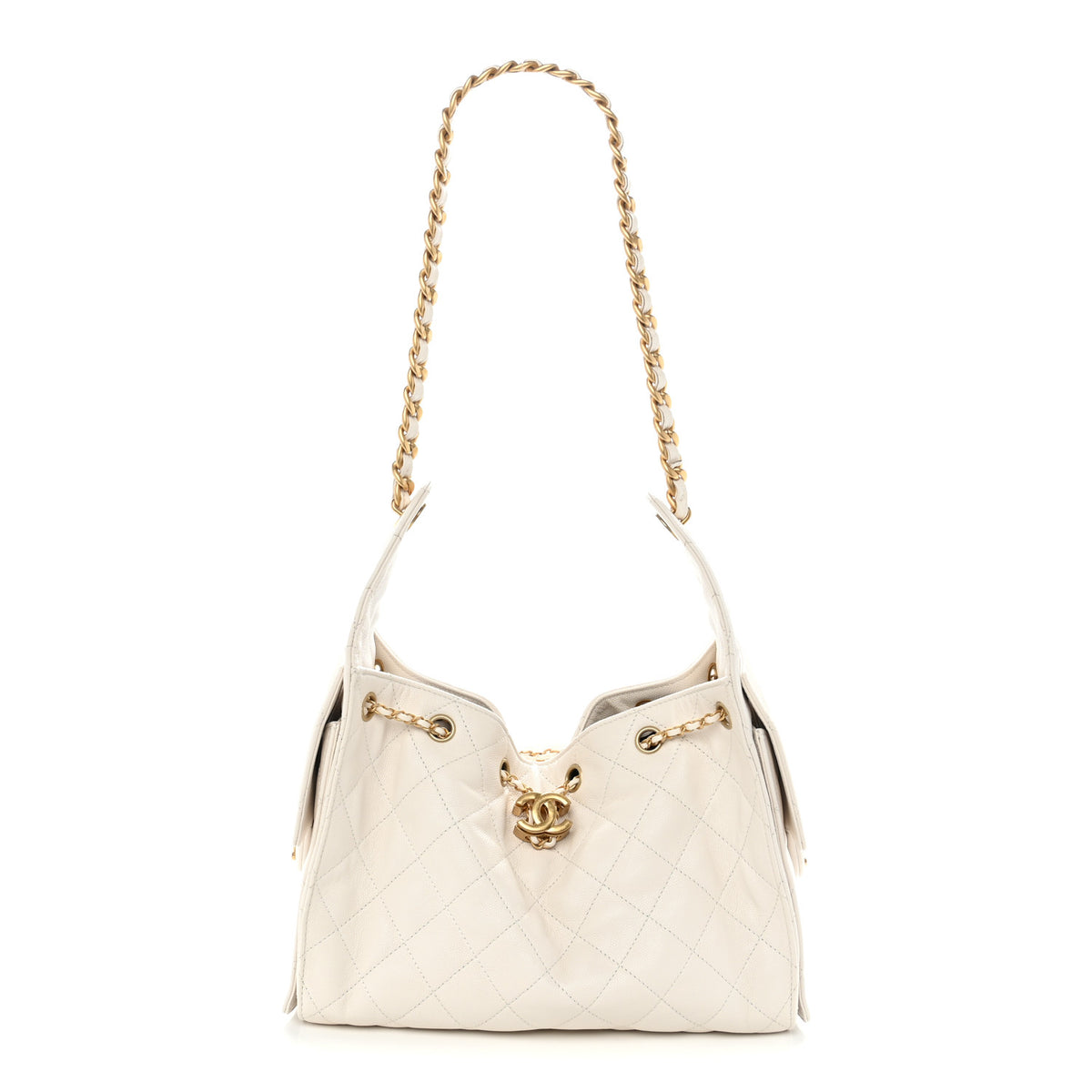 Caviar Quilted Small Chanel 25 Handbag White