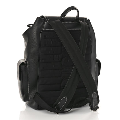 Christian Dior Grained Calfskin Saddle Drawstring Backpack Black 2 of 8