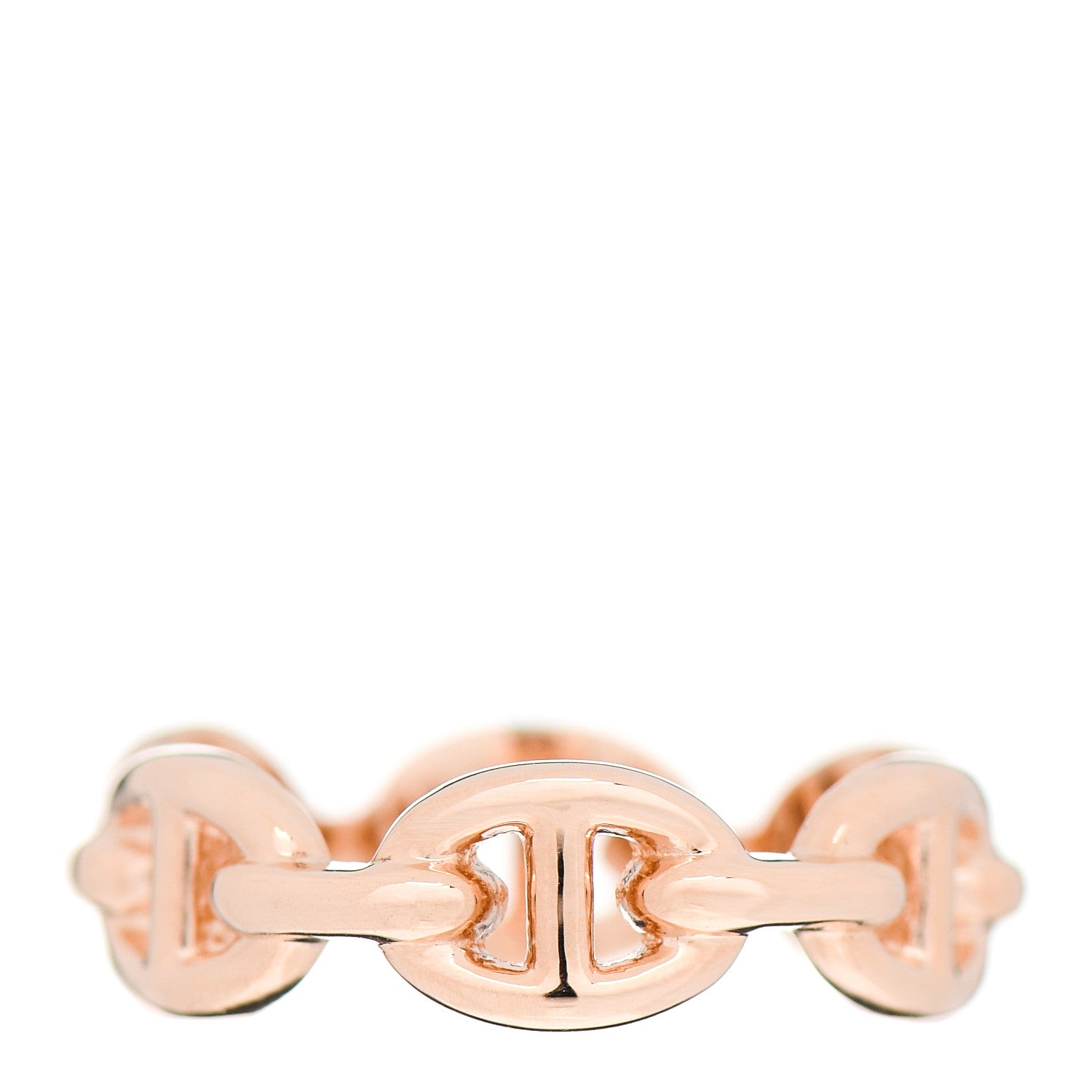 Hermes 18K Rose Gold PM Chaine D'Ancre Enchainee Ring 52 6 1 of 4