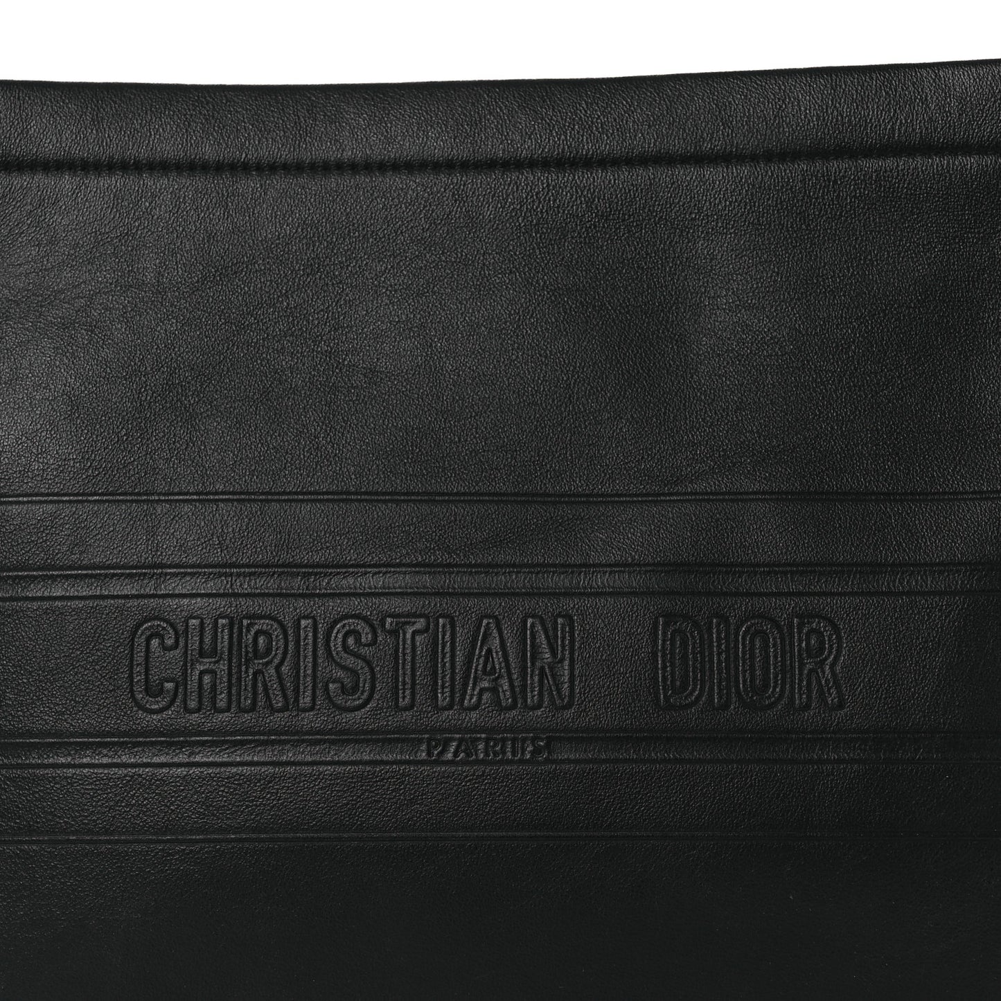 Calfskin Medium Diordouble Zip Pouch Black