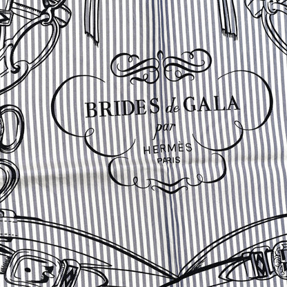 Hermes Silk Carre Eyeliner Brides De Gala Scarf 90 Marine Bleu Black 2 of 4