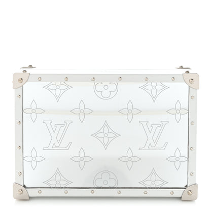 Louis Vuitton Calfskin Mirror Monogram Etched Jewelry Box Trunk White 1 of 9