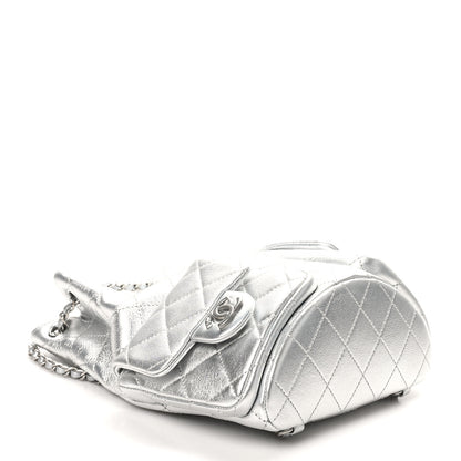 Chanel Metallic Lambskin Quilted Double Pocket Backpack Silvery 4 of 11