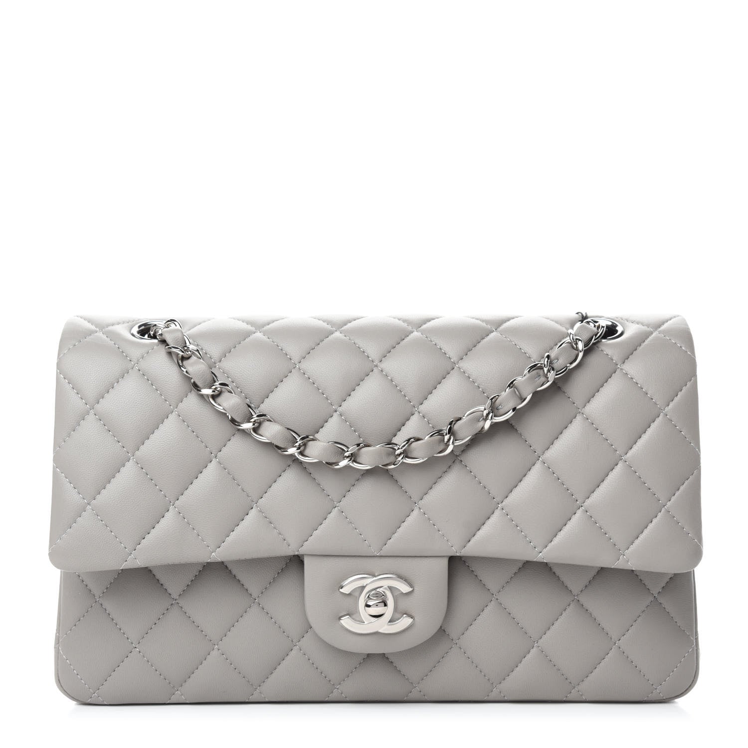 Chanel Lambskin Quilted Medium Double Flap Grey 1 of 11