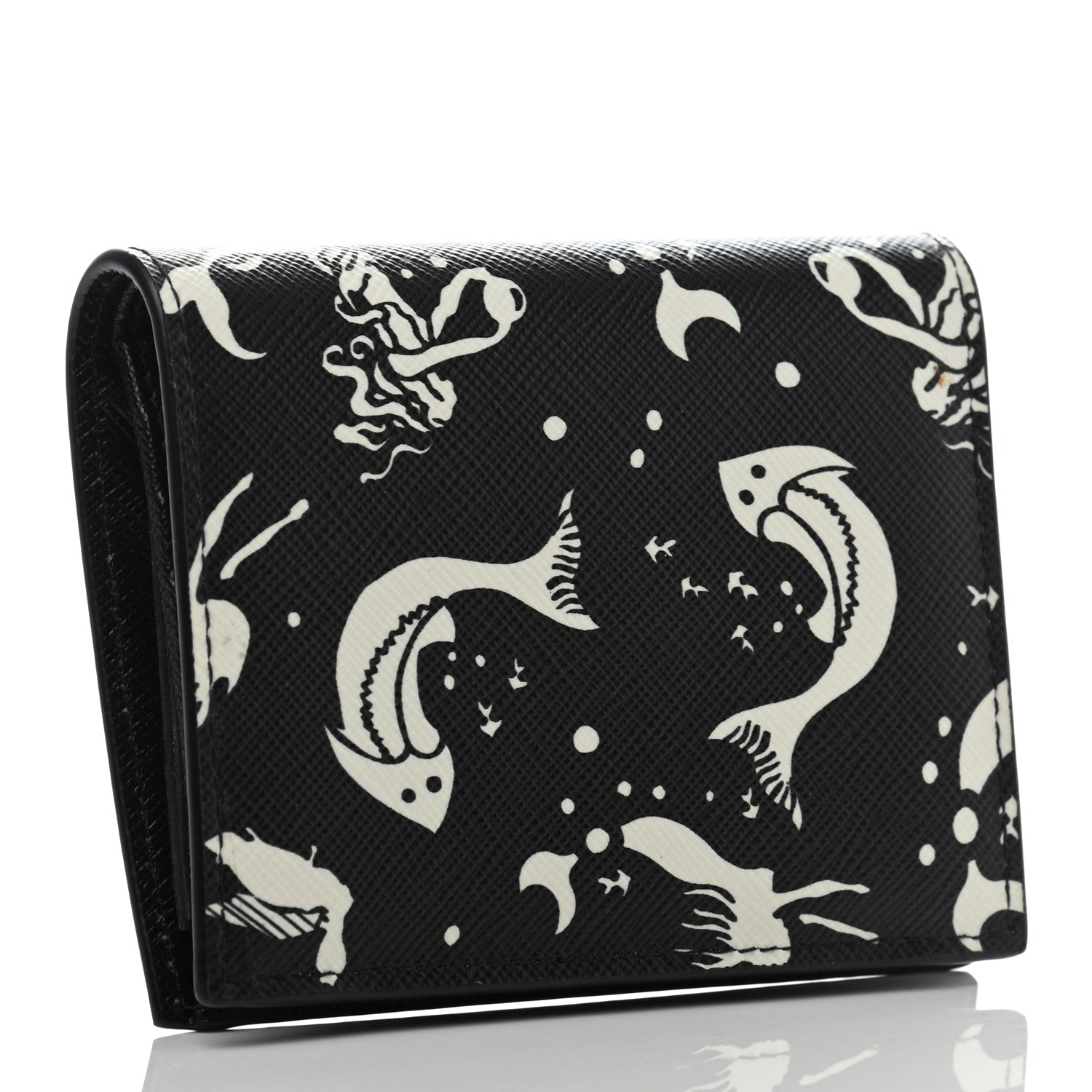 Prada Saffiano Mermaid Print Card Holder Black 2 of 5