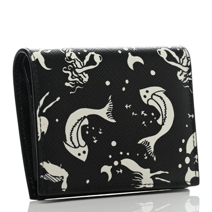 Prada Saffiano Mermaid Print Card Holder Black 2 of 5