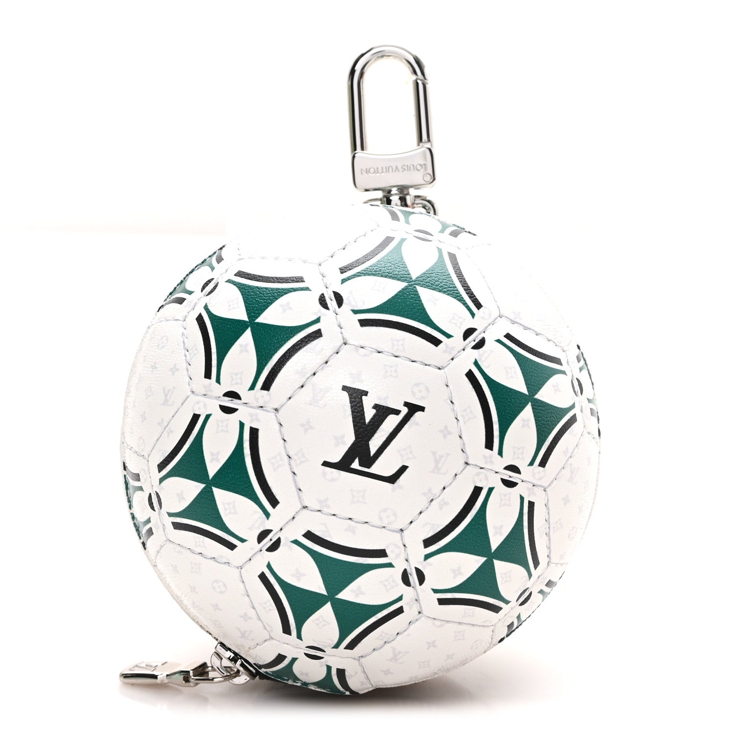 Louis Vuitton Calfskin Monogram LV Football Pouch Bag Charm White 1 of 6