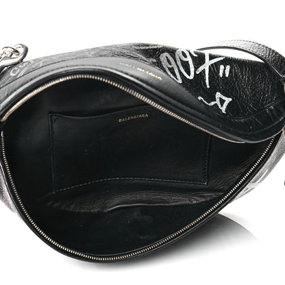 Balenciaga Agneau Arena Graffiti All Over XS Souvenir Belt Bag Black White 5 of 10