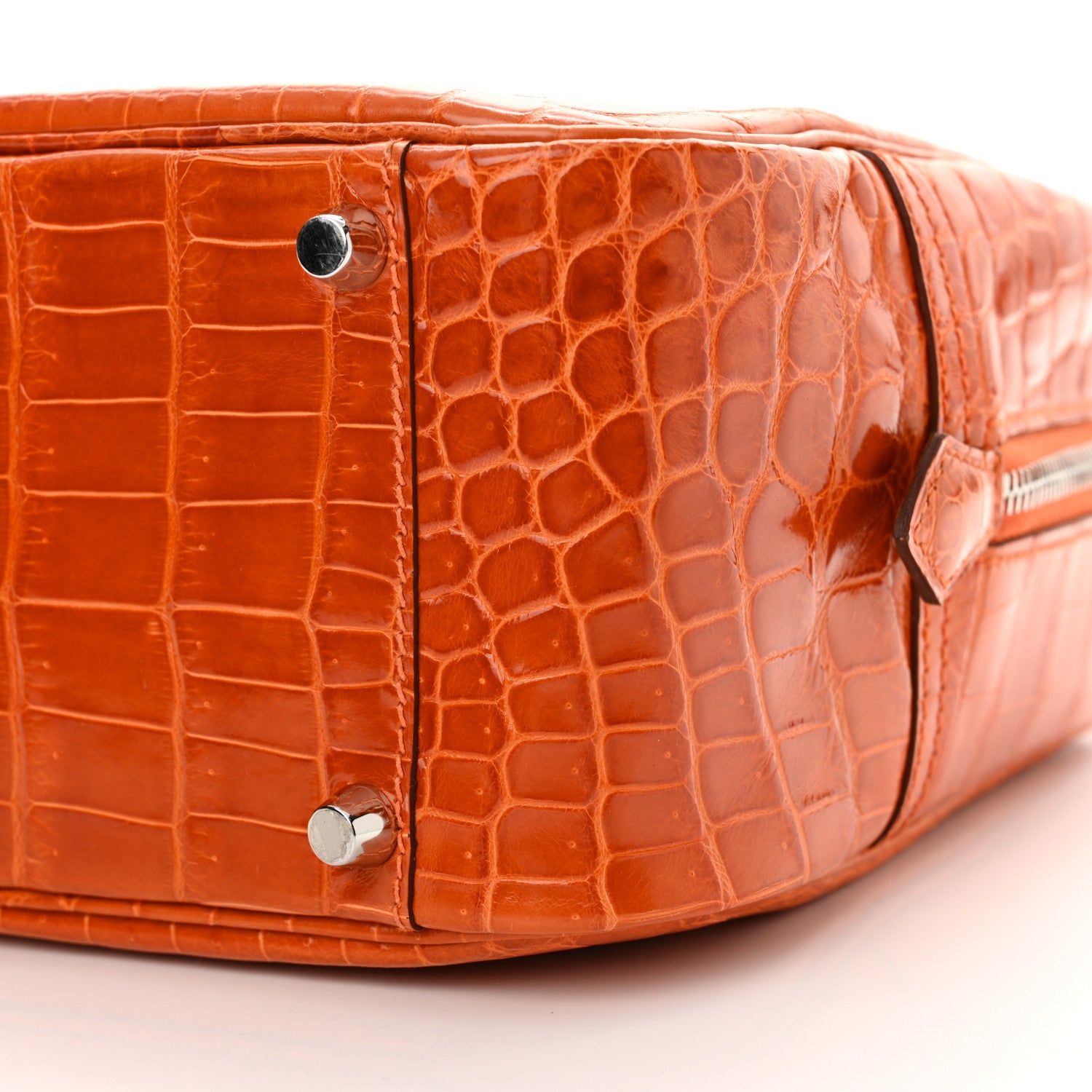 Hermes Shiny Niloticus Crocodile Plume 28 Orange 10 of 11