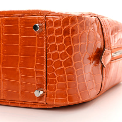 Hermes Shiny Niloticus Crocodile Plume 28 Orange 10 of 11