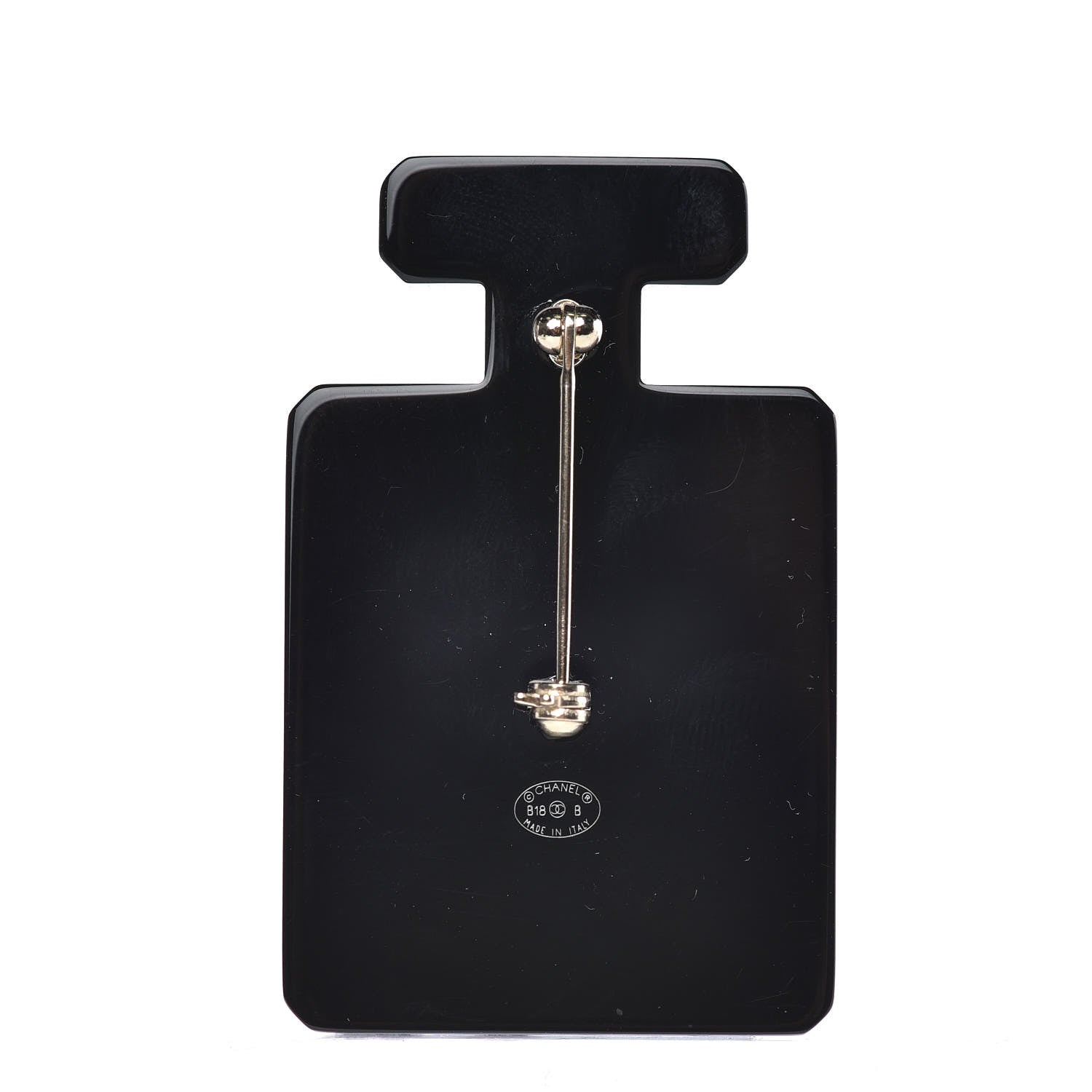 Chanel Resin Pearl Perfume Bottle CC Brooch Black Gold 3 of 4