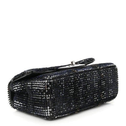Chanel Sequin Mini Rectangular Single Flap Black Silver 4 of 11