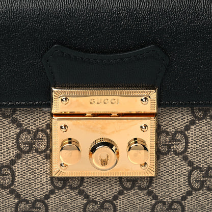 Gucci GG Supreme Monogram Calfskin Mini Padlock Top Handle Shoulder Bag Beige Black Cuir 8 of 10