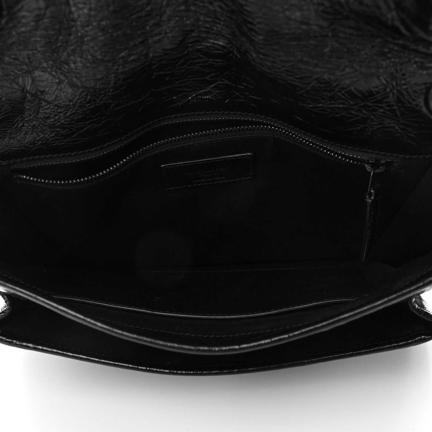 Crinkled Calfskin Matelasse Monogram Medium Niki Chain Satchel Black