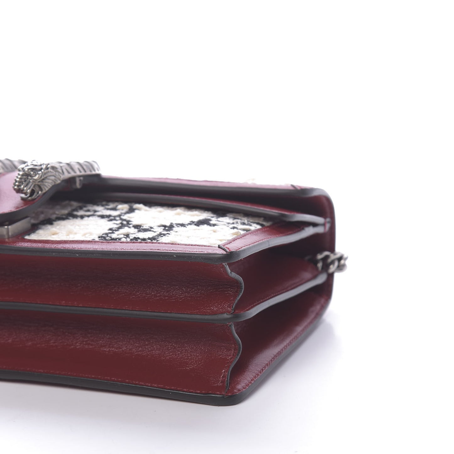 Tweed GG Monogram Small Dionysus Shoulder Bag White Black Romantic Cherry