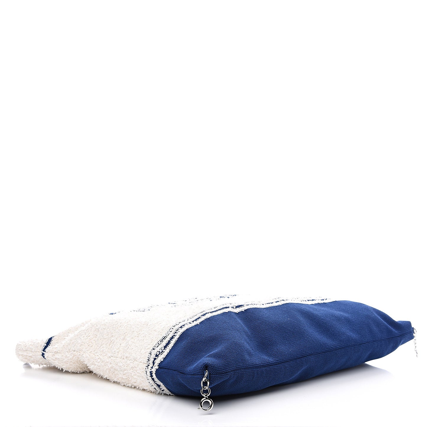 Tweed Fabric Deauville Biarritz Tote White Navy