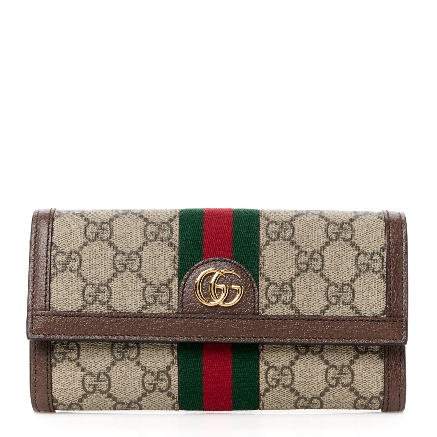 Gucci GG Supreme Monogram Web Ophidia Continental Wallet Brown 1 of 12