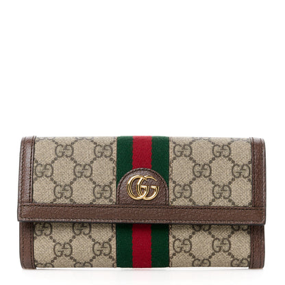 Gucci GG Supreme Monogram Web Ophidia Continental Wallet Brown 1 of 12