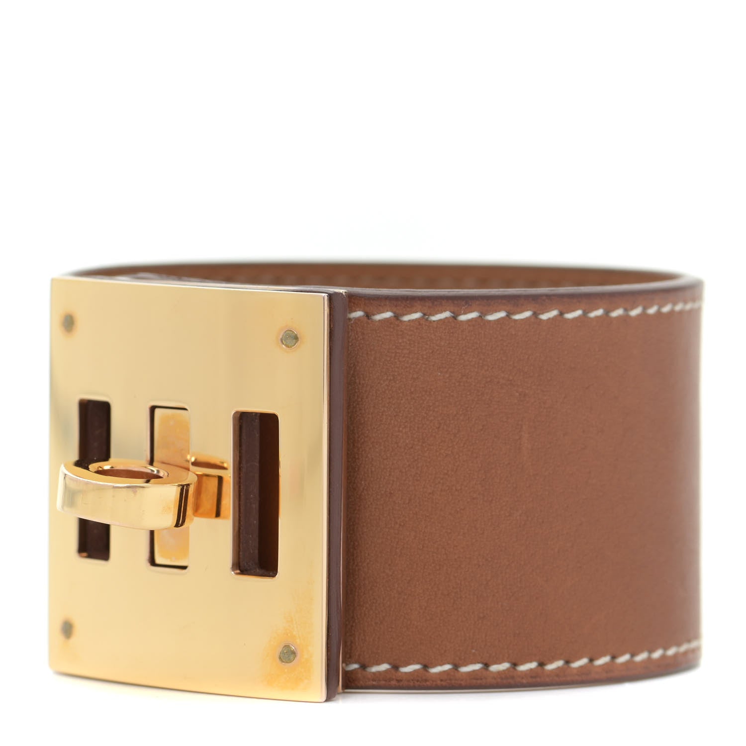 Hermes Natural Barenia Kelly Dog Cuff Fauve 1 of 7