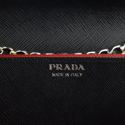 Prada Saffiano Bi-Color Wallet On Chain Fuoco Nero Black 6 of 7