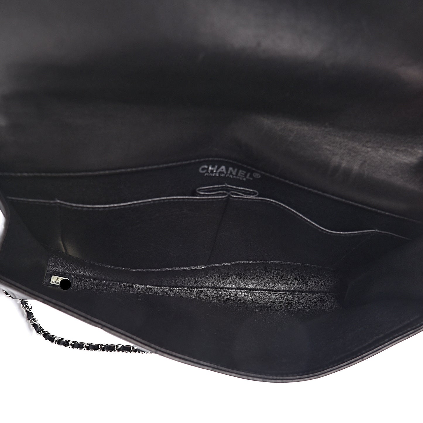 Lambskin Chocolate Bar Chain Clutch Black