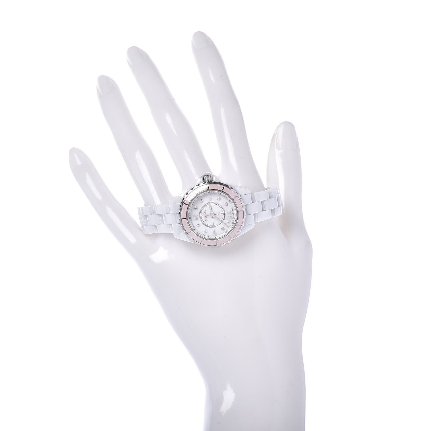Chanel Stainless Steel Ceramic Diamond 29mm J12 Quartz Watch Pink 2 of 5