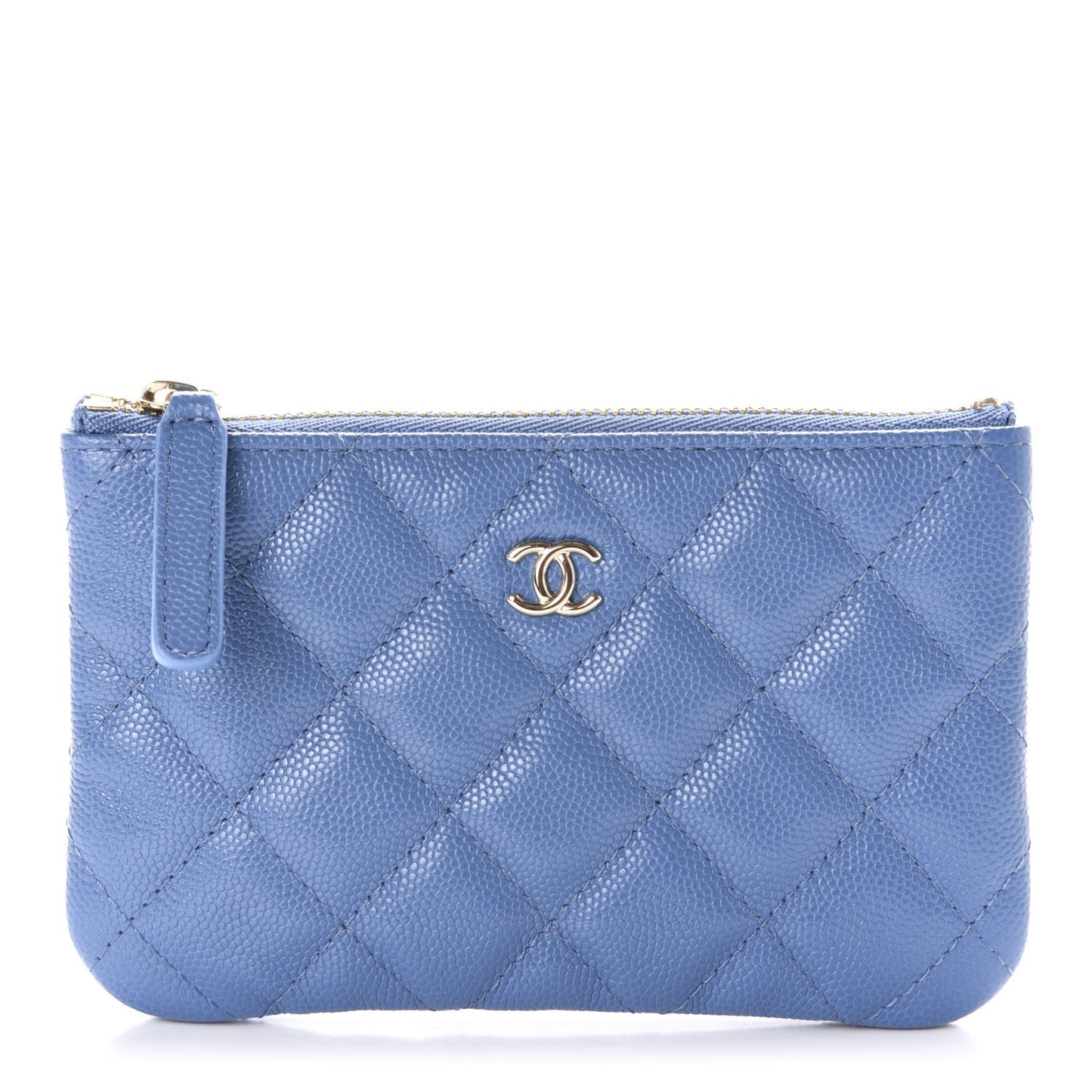 Caviar Quilted Small Cosmetic Case Blue