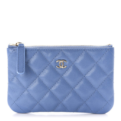 Chanel Caviar Quilted Small Cosmetic Case Blue 1 of 10