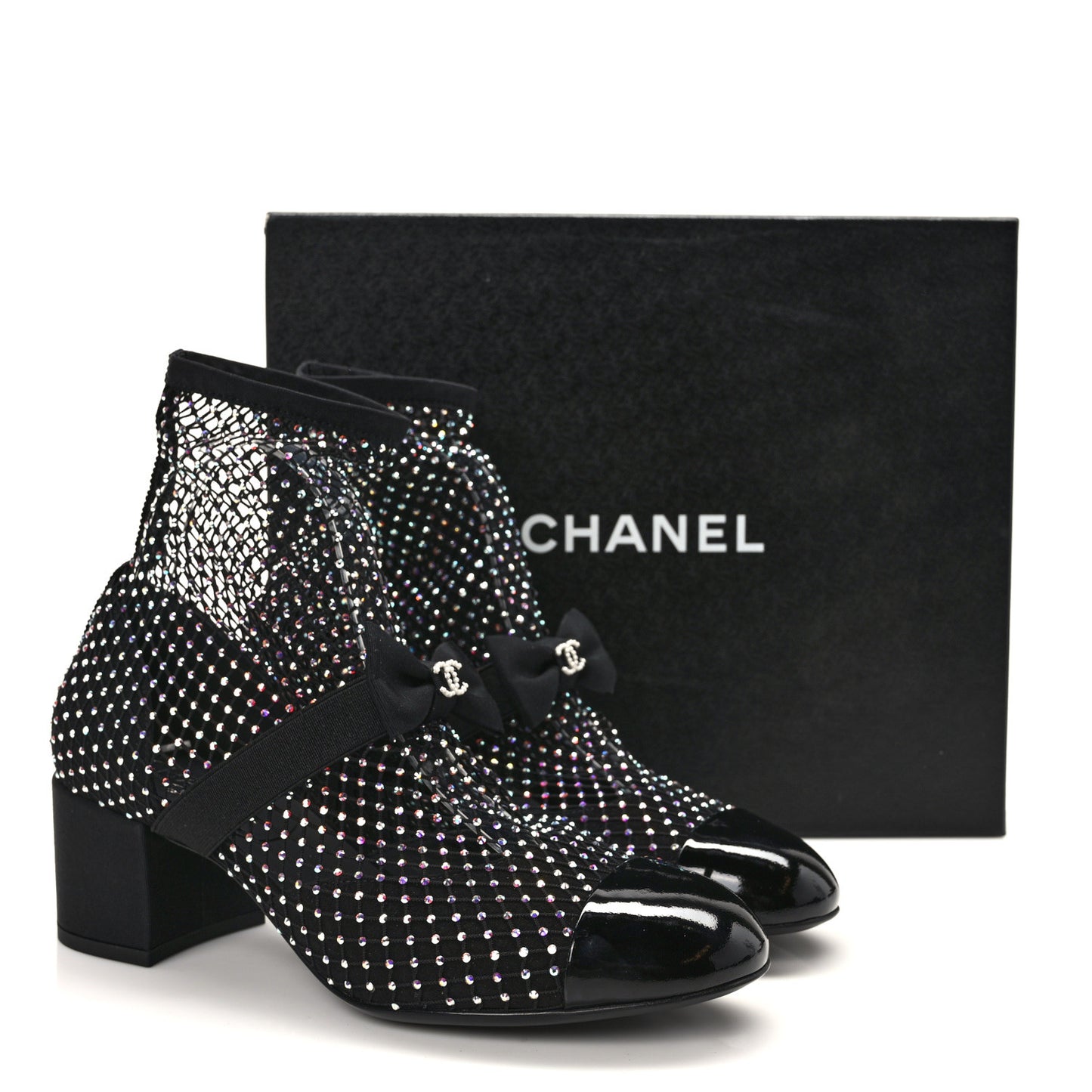 Resille Strass Kid Suede Patent Mary Jane Short Boots 38.5 Black