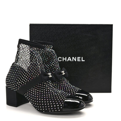 Chanel Resille Strass Kid Suede Patent Mary Jane Short Boots 38.5 Black 8 of 8