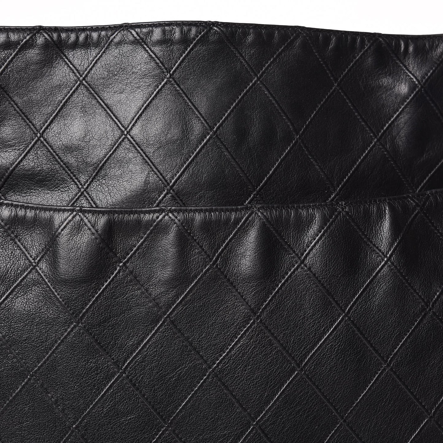 Lambskin Stitched Shopper Tote Black