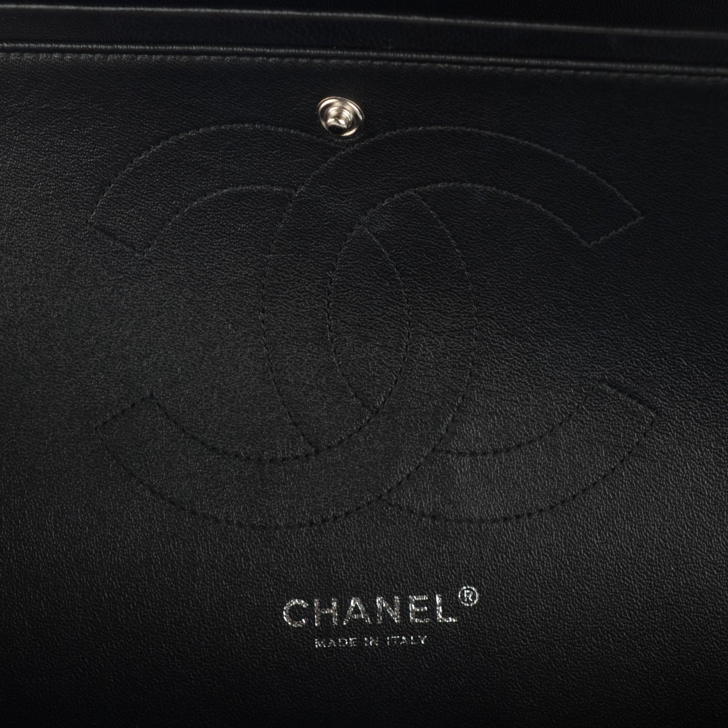 Lambskin Chevron Quilted Jumbo Double Flap So Black