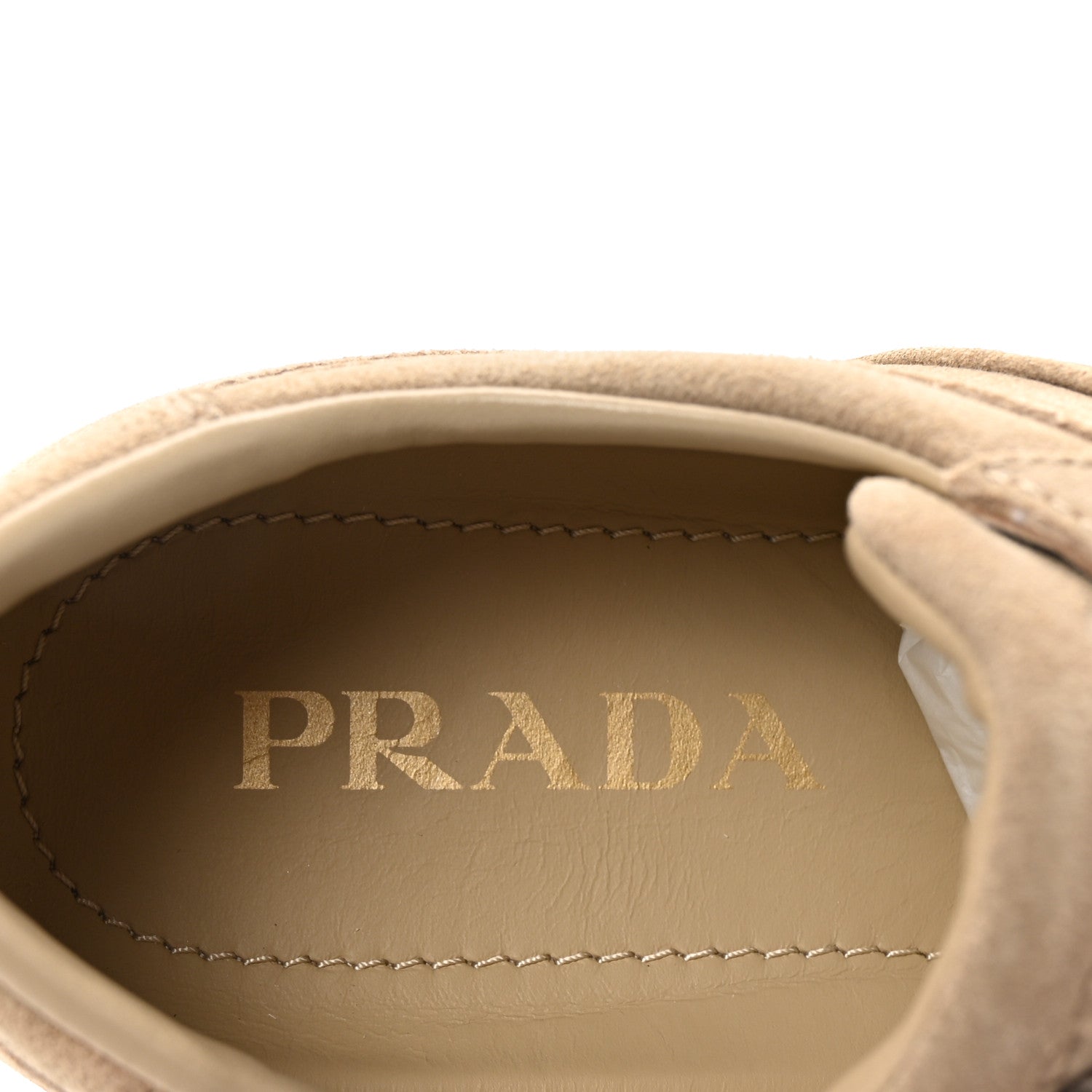 Prada Suede Triangle Womens Downtown Low Top Sneakers 39 Ecru 8 of 10
