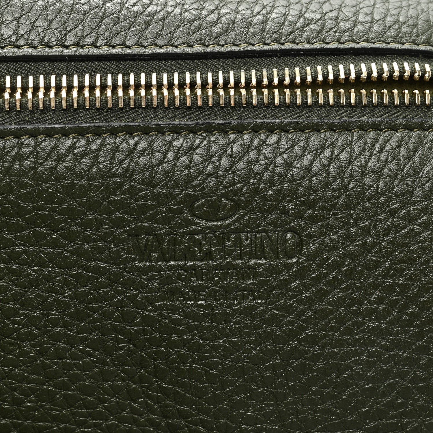 Valentino Garavani Pebbled Calfskin Medium Rockstud Tote Army Green 6 of 8
