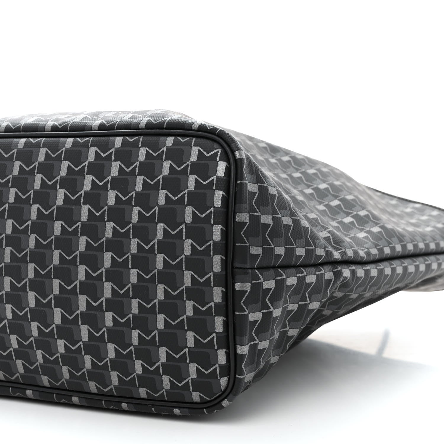 Moynat Grained Calfskin Canvas 1920 Oh! Tote Ruban MM  Carbon Silver 10 of 10