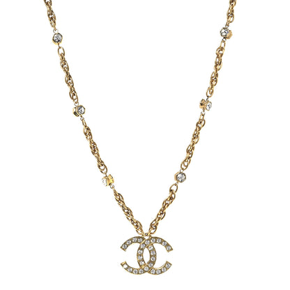 Chanel Crystal Hexagon CC Necklace Gold 1 of 7