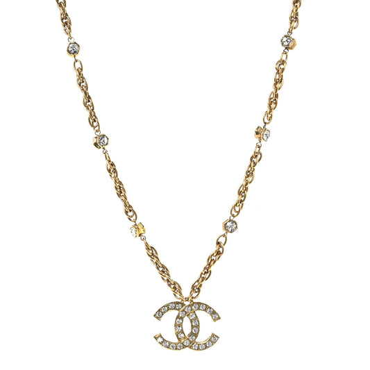 Crystal Hexagon CC Necklace Gold