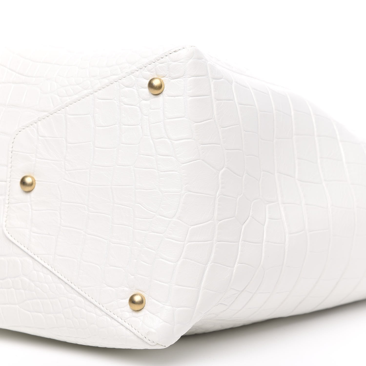 Chanel Calfskin Crocodile Embossed Large Cocodile Shopping Tote White 8 of 9