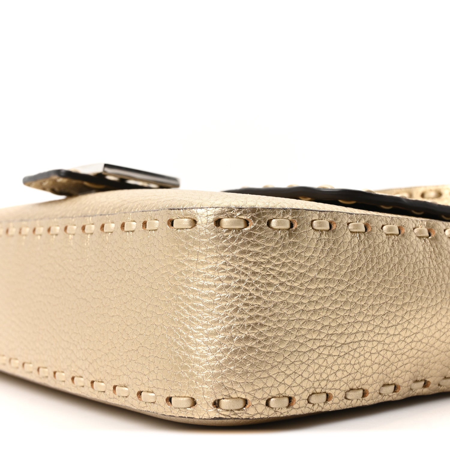 Fendi Cuoio Roma Sellerissima Nappa Sintetica Tape Stitch Baguette Platino 9 of 9