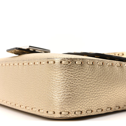 Fendi Cuoio Roma Sellerissima Nappa Sintetica Tape Stitch Baguette Platino 9 of 9