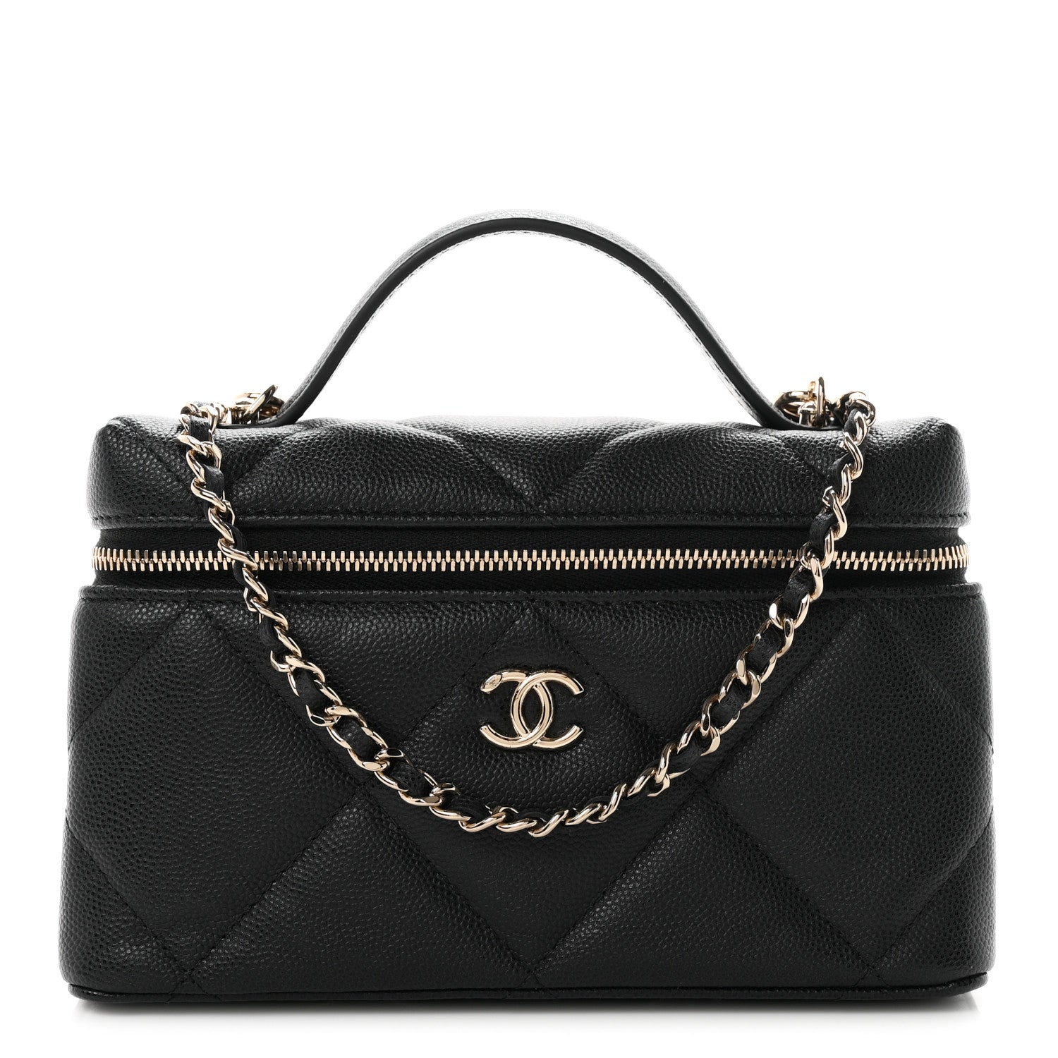 Chanel Caviar Quilted Top Handle Slim Vanity With Chain Black 1 of 10