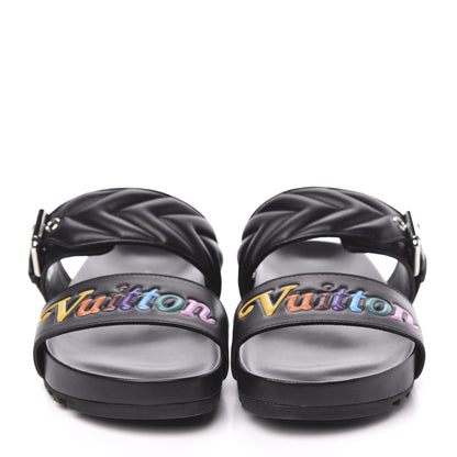 Louis Vuitton Calfskin New Wave Bom Dia Mule Sandals 37 Black 2 of 9