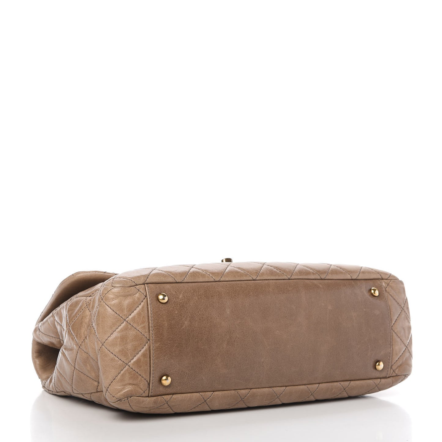 Glazed Calfskin Large Castle Rock Flap Dark Beige