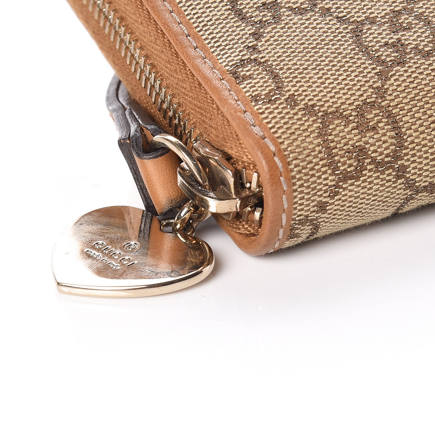 Monogram Heart Zip Around Wallet Wristlet Metallic Bronze