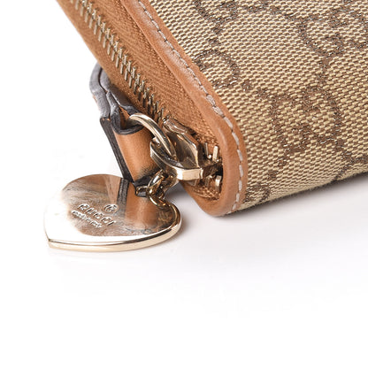 Gucci Monogram Heart Zip Around Wallet Wristlet Metallic Bronze 8 of 11