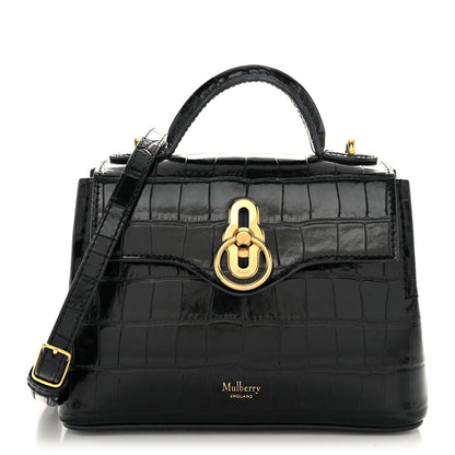 Mulberry Calfskin Crocodile Embossed Micro Seaton Black 1 of 11